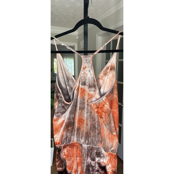 Young Fabulous & Broke Naomi Velvet Jumpsuit M Tie Dye Peach Brown Wide Leg - Picture 6 of 10